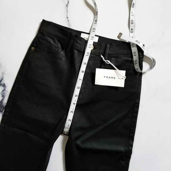 Frame Ali High Rise Cigarette Jean in Noir Coated - Picture 8 of 14